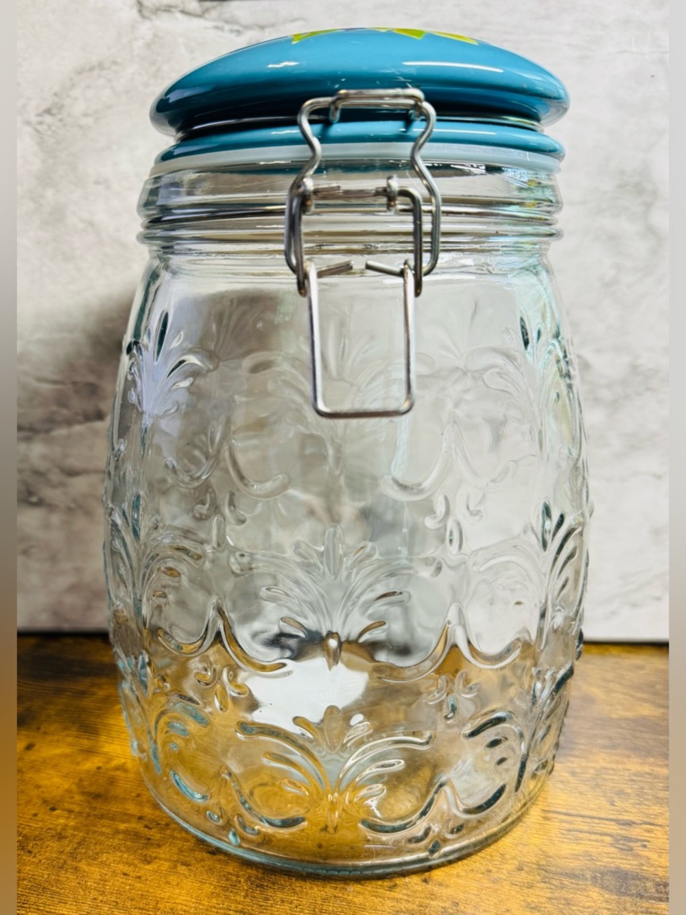 Pioneer Woman Spring Bouquet 106 oz Glass Canister Jar w Ceramic Lid Floral - Picture 5 of 8